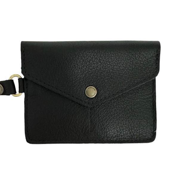 NEW Portland Leather Goods Passport Wristlet Pebbled Black with Removable Strap - Picture 1 of 8